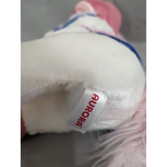 Aurora White Horse Plush Stuffed Animal Bean Bag Western Rodeo Pink Bandana Hat - Picture 9 of 10